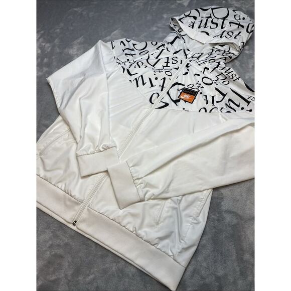 Nike Just Do it Jacket Womens XL White Full Zip Lightweight Windbreaker Hoodie - Picture 1 of 11